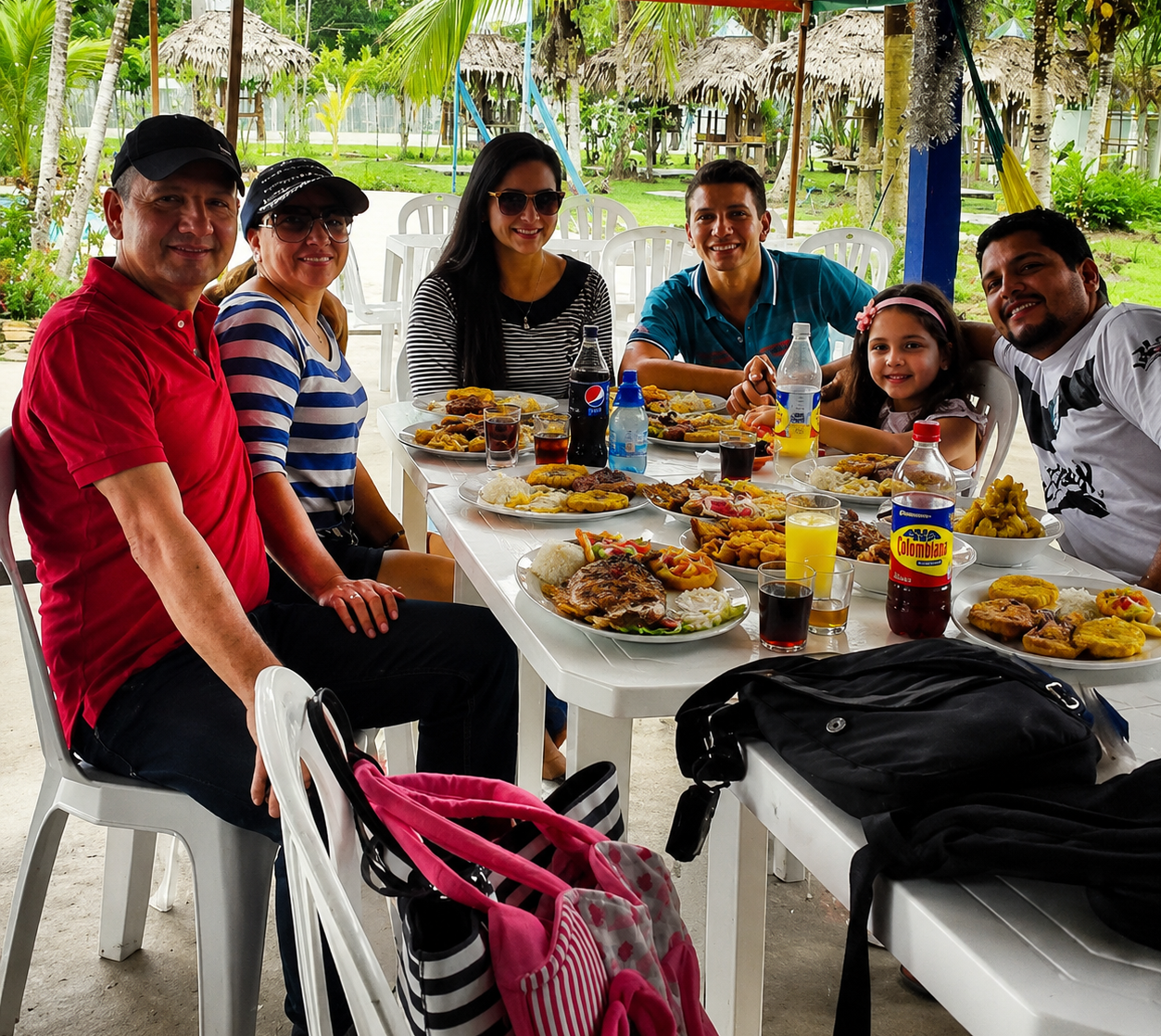 Reunión familiar en Las Amazonas con platos típicos