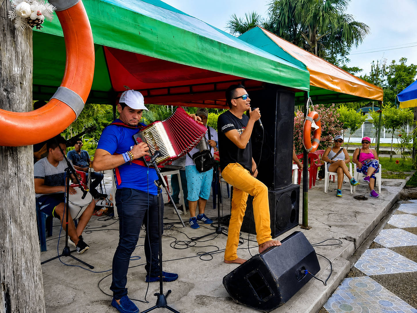 Concierto tropical en vivo junto a la piscina
